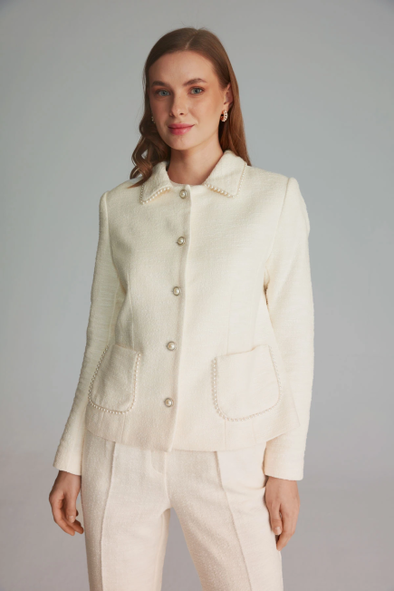 Pearled Cotton Jacket - Ecru - Gusto