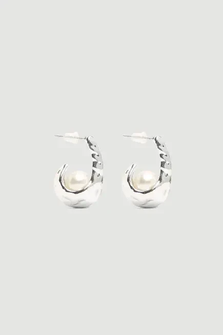 Pendant Earrings with Pearls - Silver Silver