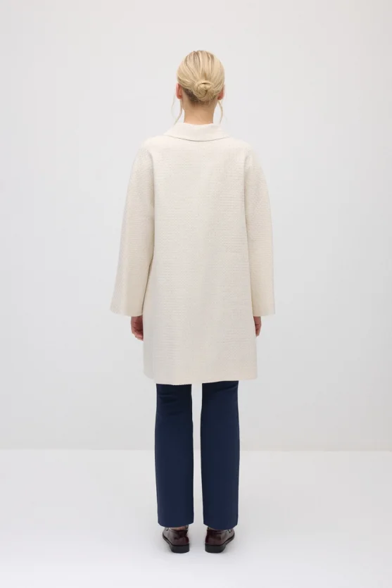 Peter Pan Collar Viscose Cotton Kaftan - Ecru - 6