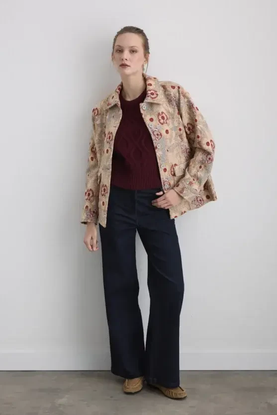 Phoenix Collection Jacquard Jacket - Red - Gusto