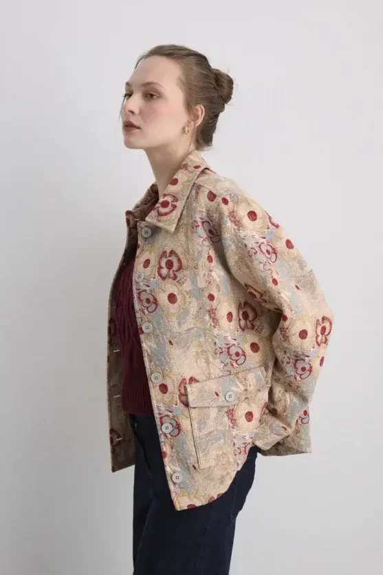 Phoenix Collection Jacquard Jacket - Red - Gusto