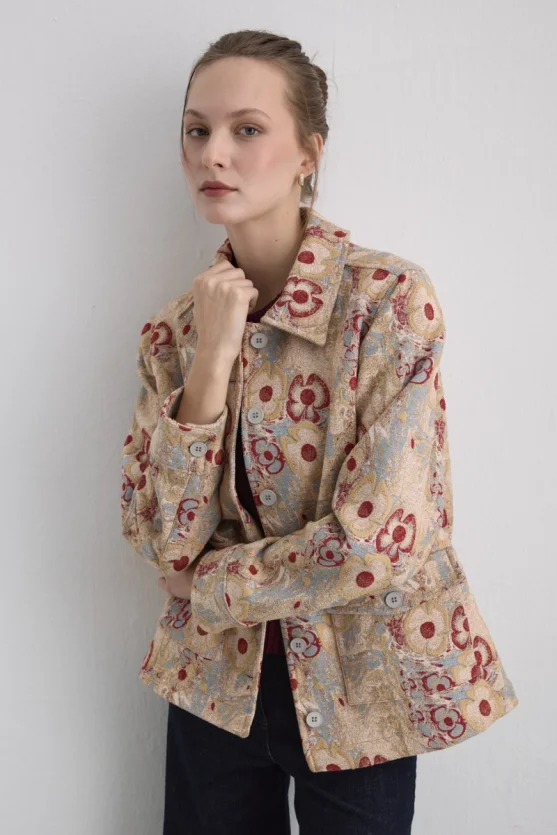Phoenix Collection Jacquard Jacket Red - Gusto