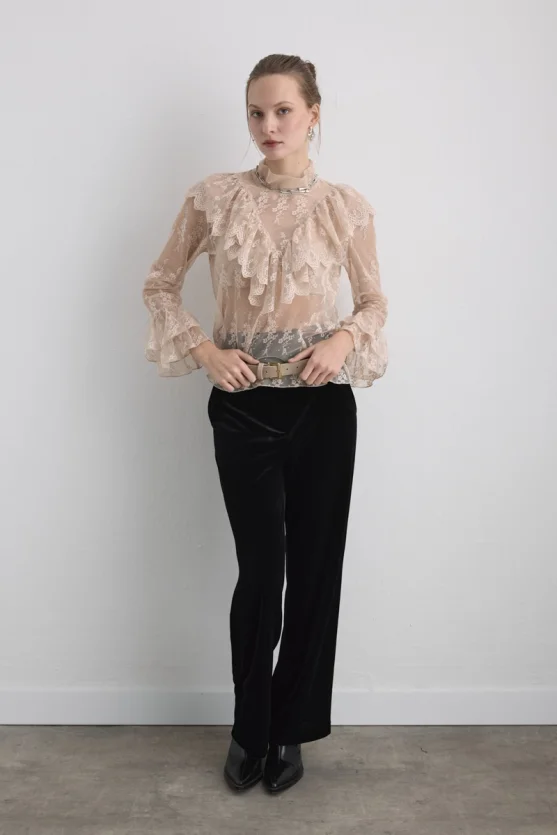 Phoenix Collection Lace Blouse - Beige - Gusto