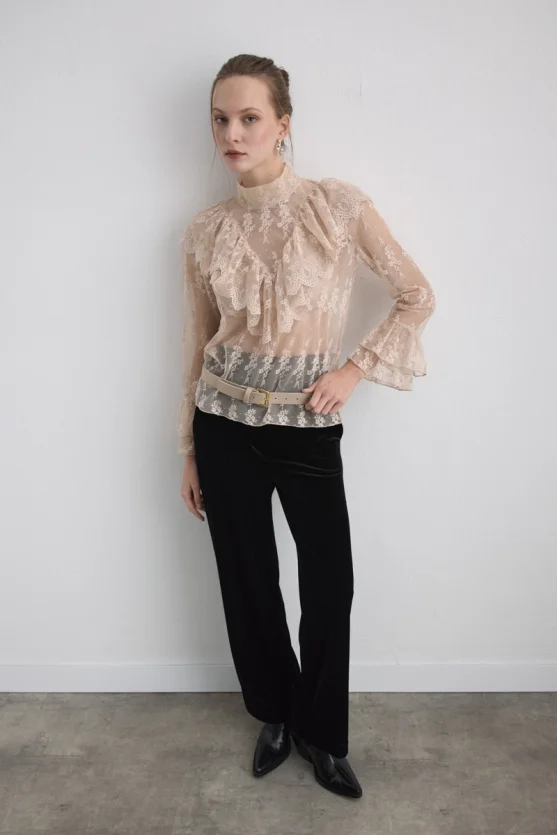 Phoenix Collection Lace Blouse - Beige - 4