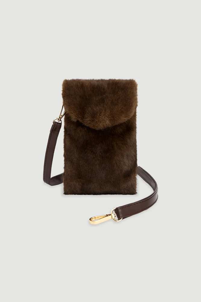Phone Case Plush Bag Brown