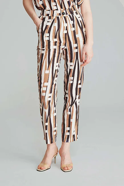 Pinstripe Trousers - Brown - 4