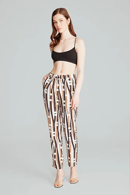 Pinstripe Trousers - Brown - 2