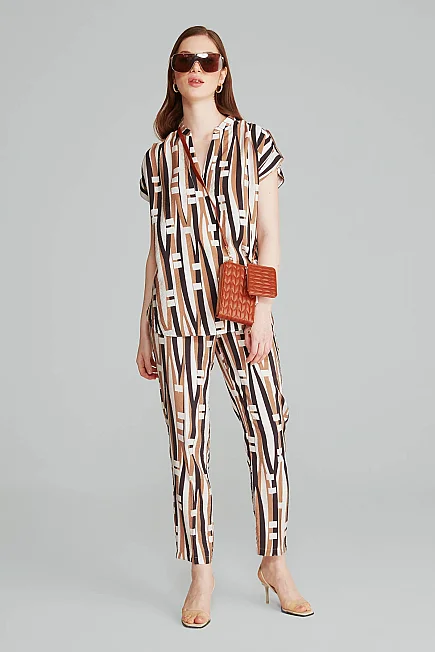Pinstripe Trousers - Brown Brown