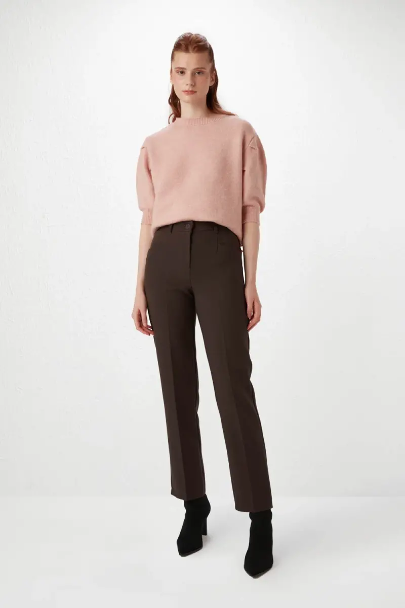 Piping Fabric Trousers - Coffee - 2