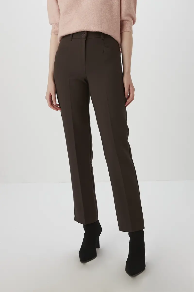 Piping Fabric Trousers - Coffee - 1