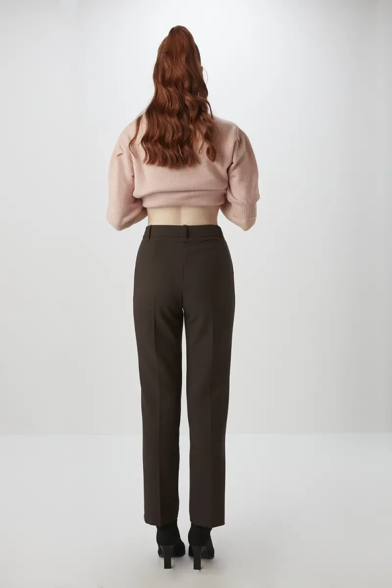 Piping Fabric Trousers - Coffee - 4