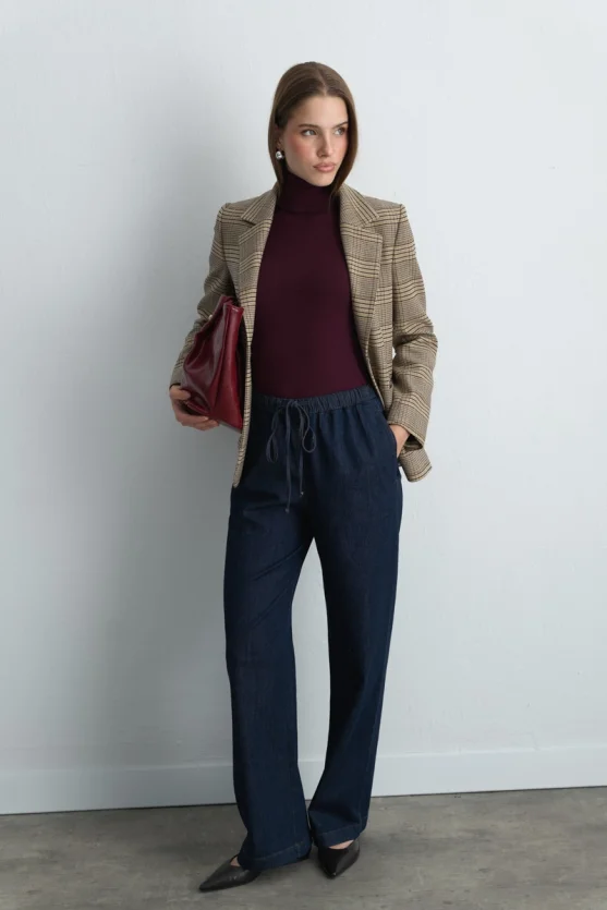 Plaid Blazer Jacket Beige - Gusto