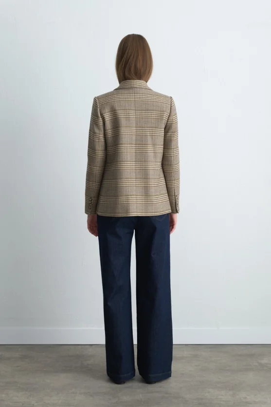 Plaid Blazer Jacket Beige - Gusto