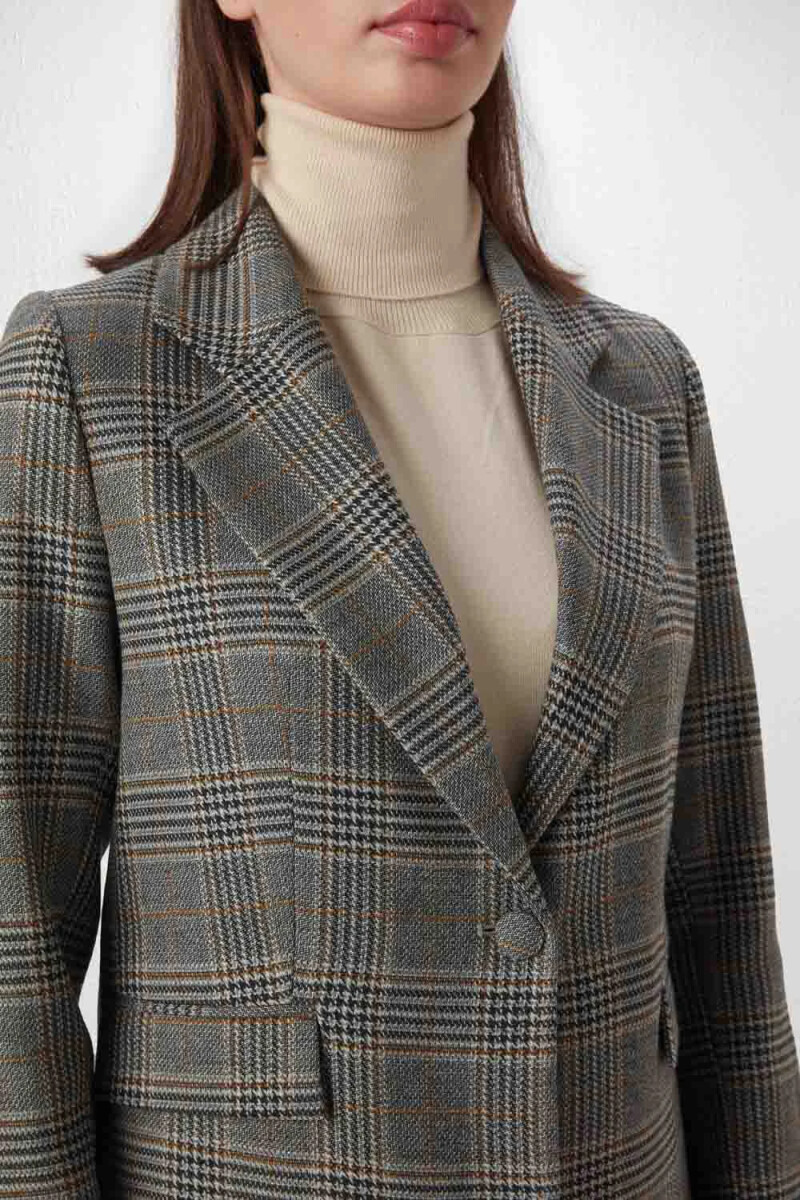 Plaid Blazer Jacket Gray Autumn Winter Gusto