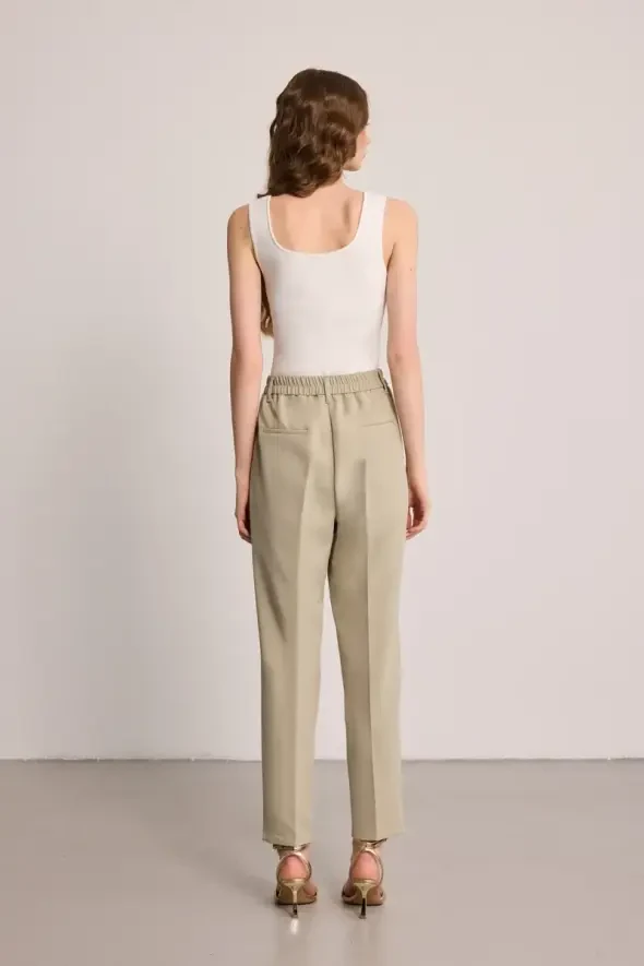 Pleated Cigarette Trousers - Green - 6