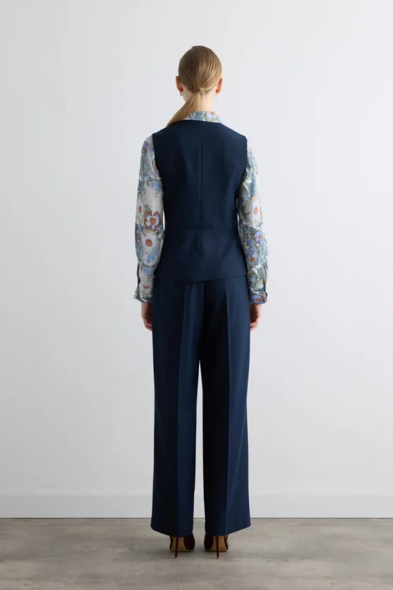 Pleated Glitter Striped Vest Navy - Gusto