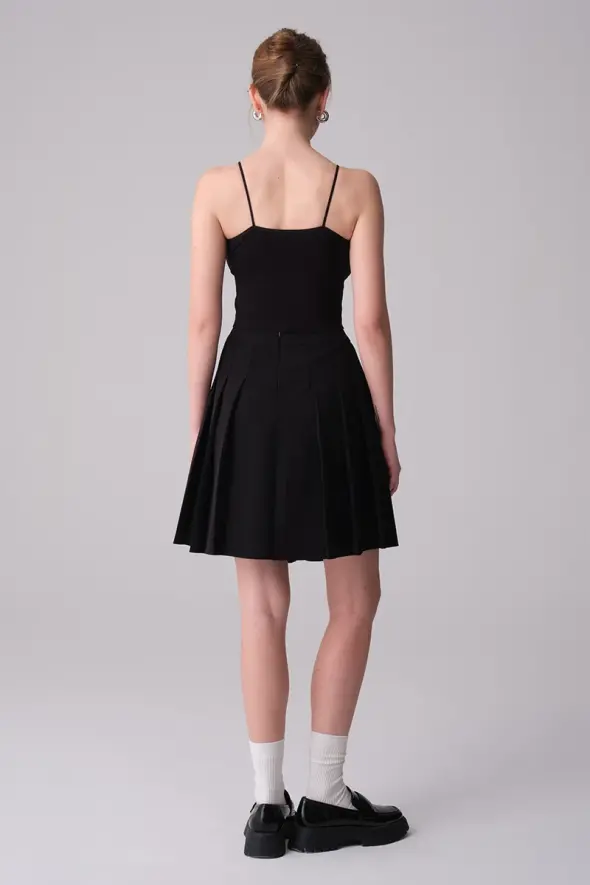 Pleated Mini Skirt - Black - 7