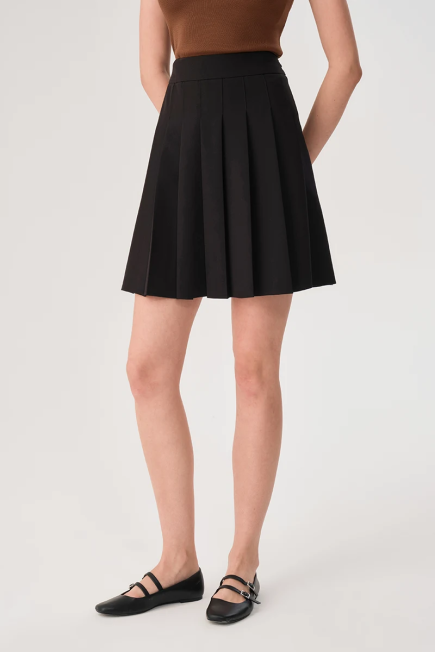 Pleated Mini Skirt - Black Black