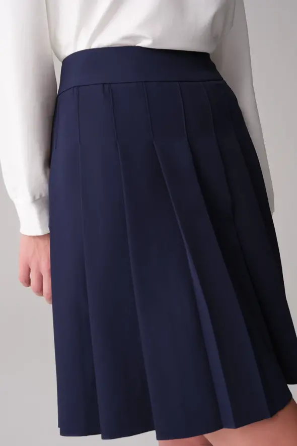 Pleated Mini Skirt - Navy Blue - 4