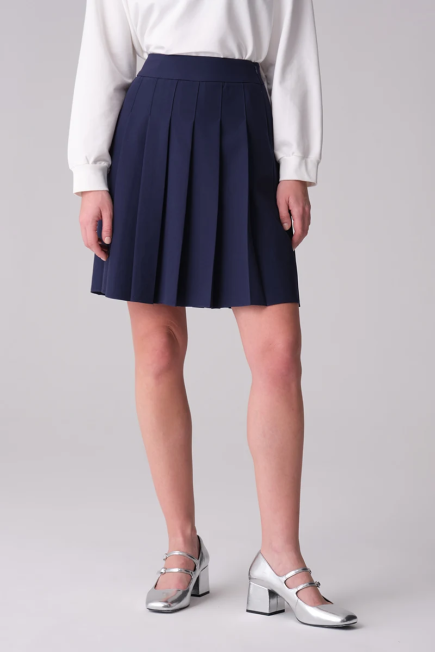 Pleated Mini Skirt - Navy Blue Navy Blue