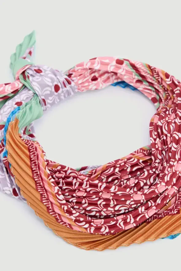 Pleated Scarf - Pink - 2
