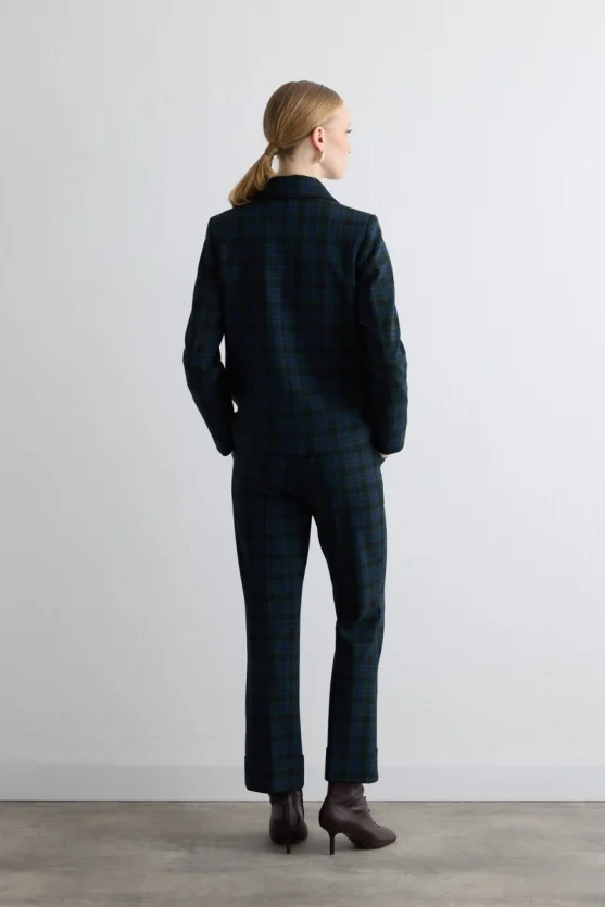 Pocketed Check Jacket Navy - 5