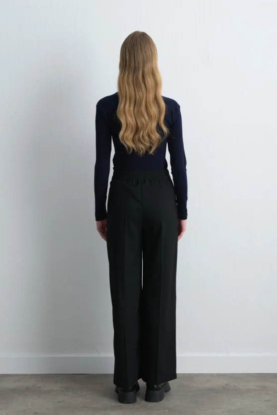 Pocketed Palazzo Pants Black - Gusto