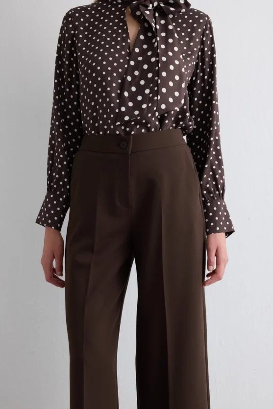 Pocketed Palazzo Pants Brown - Gusto