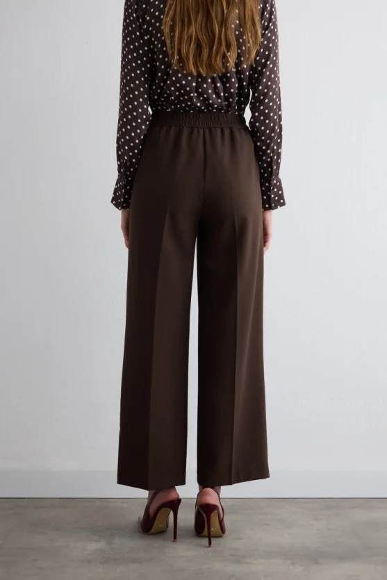 Pocketed Palazzo Pants Brown - 4