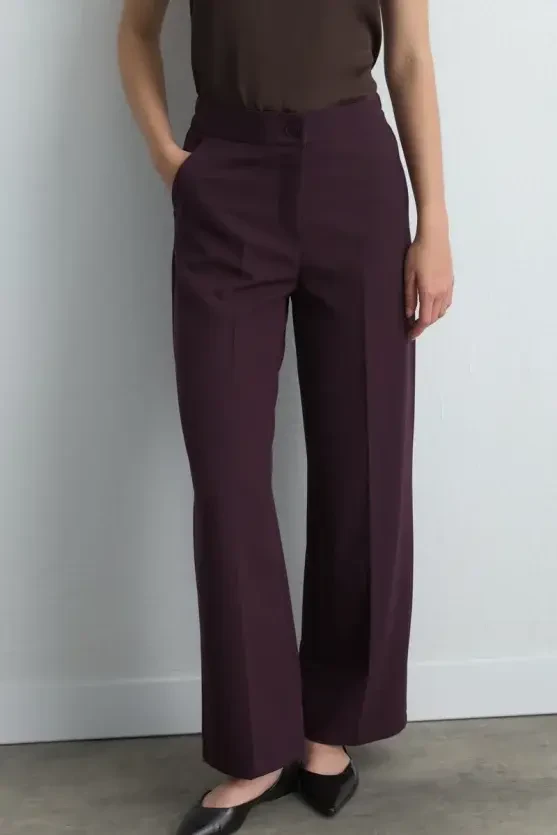 Pocketed Palazzo Pants - Plum - 2