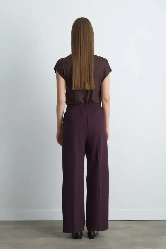 Pocketed Palazzo Pants - Plum - 4