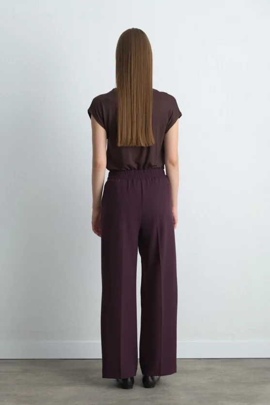 Pocketed Palazzo Pants Plum - Gusto