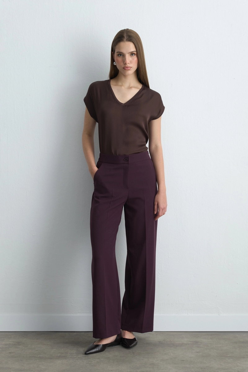 Pocketed Palazzo Pants Plum
