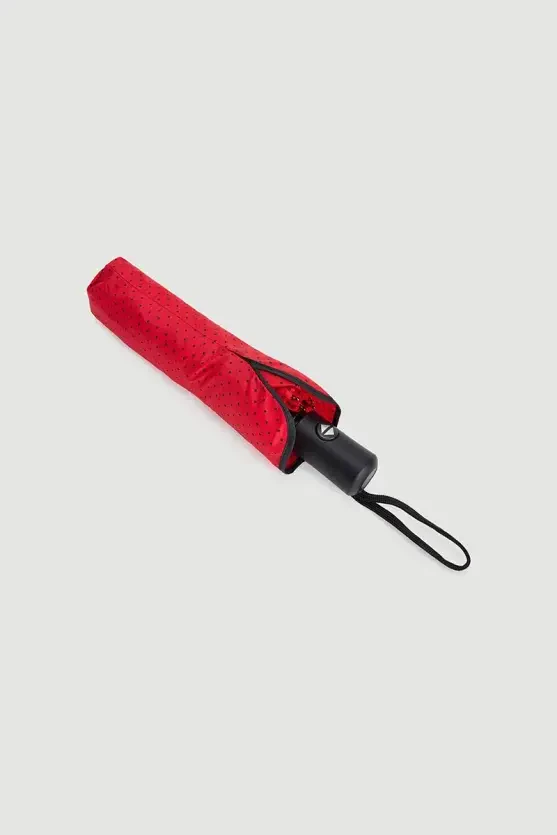 Polka-Dot Foldable Umbrella - Red - Gusto