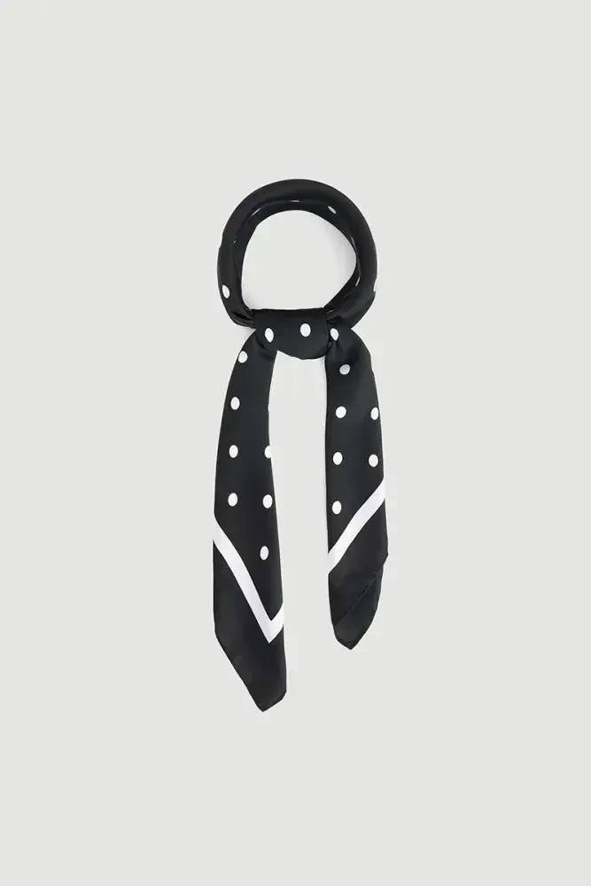 Polka Dot Large Scarf - Black Black