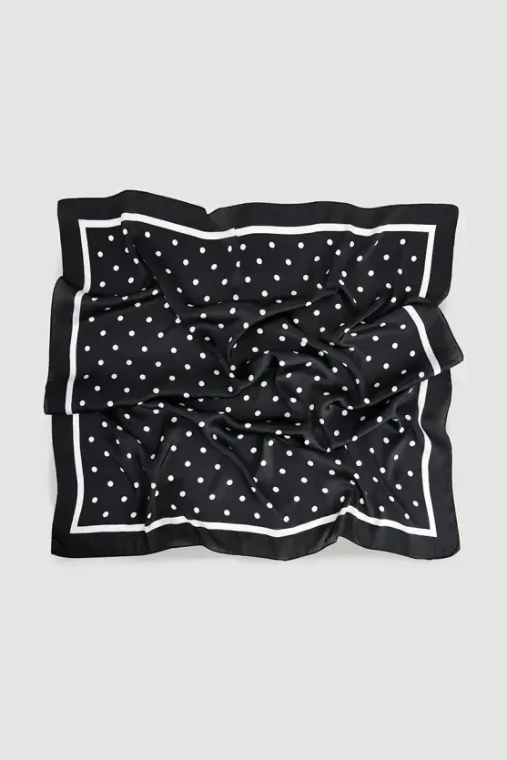 Polka Dot Large Scarf - Black - 2