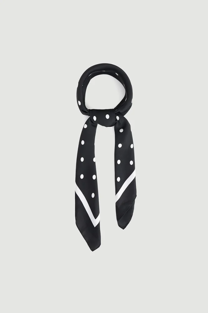 Polka Dot Large Scarf Black Black