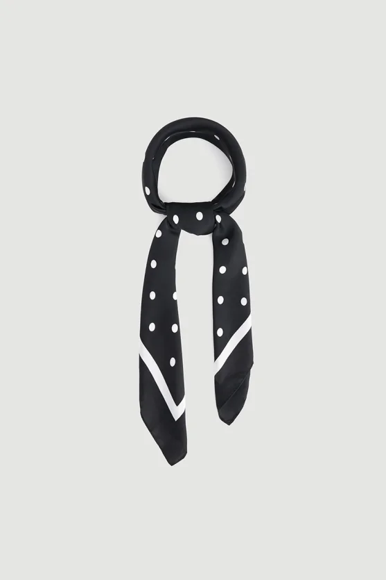 Polka Dot Large Scarf Black - 1