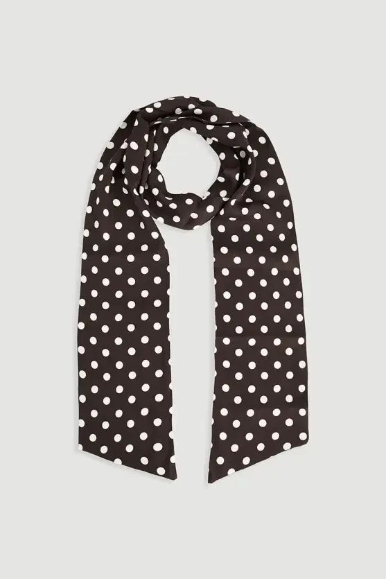 Polka Dot Long Scarf - Brown - Gusto