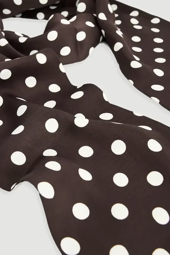 Polka Dot Long Scarf - Brown - Gusto