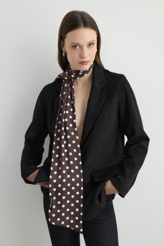 Polka Dot Long Scarf Brown - Gusto