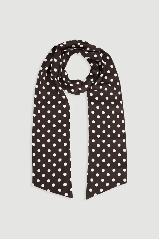 Polka Dot Long Scarf Brown - Gusto