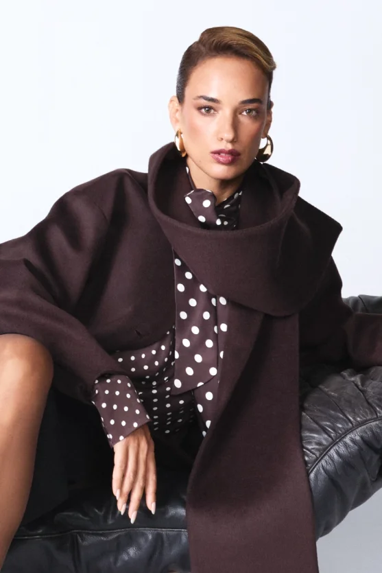 Polka Dot Long Scarf Brown - Gusto