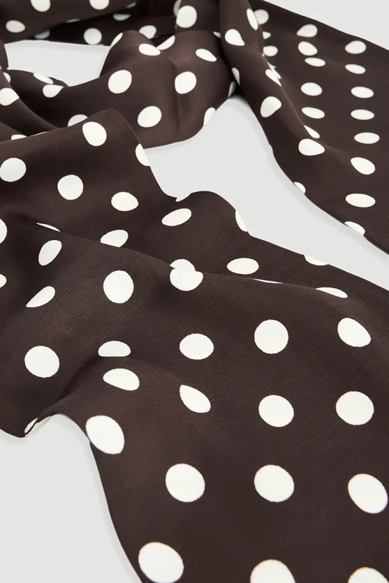 Polka Dot Long Scarf Brown - 3