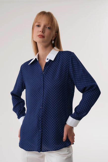 Polka Dot Shirt - Navy Blue Navy Blue