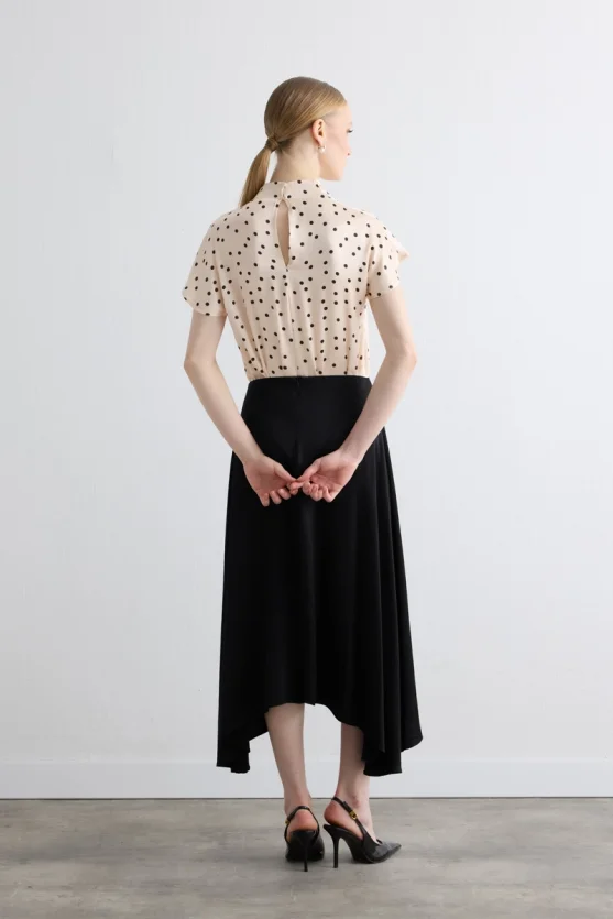 Polka Dot Viscose Satin Blouse - Ecru - 7