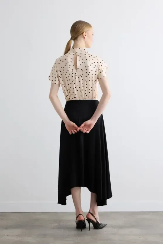 Polka Dot Viscose Satin Blouse - Ecru - 7