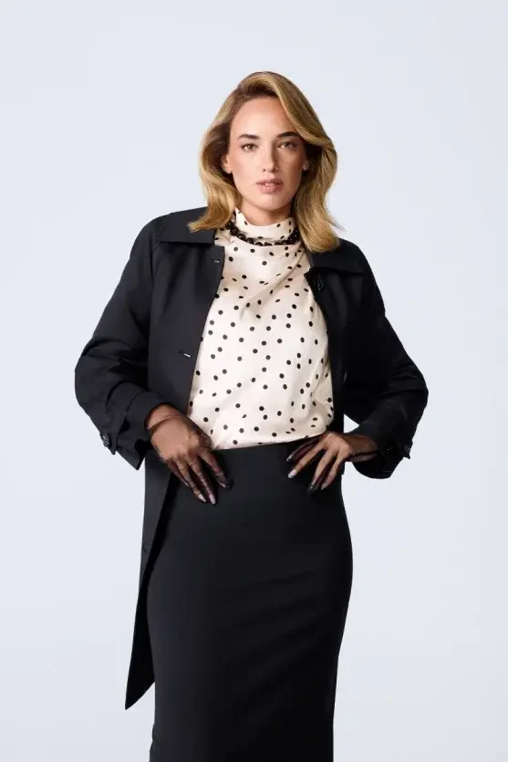 Polka Dot Viscose Satin Blouse - Ecru - 1