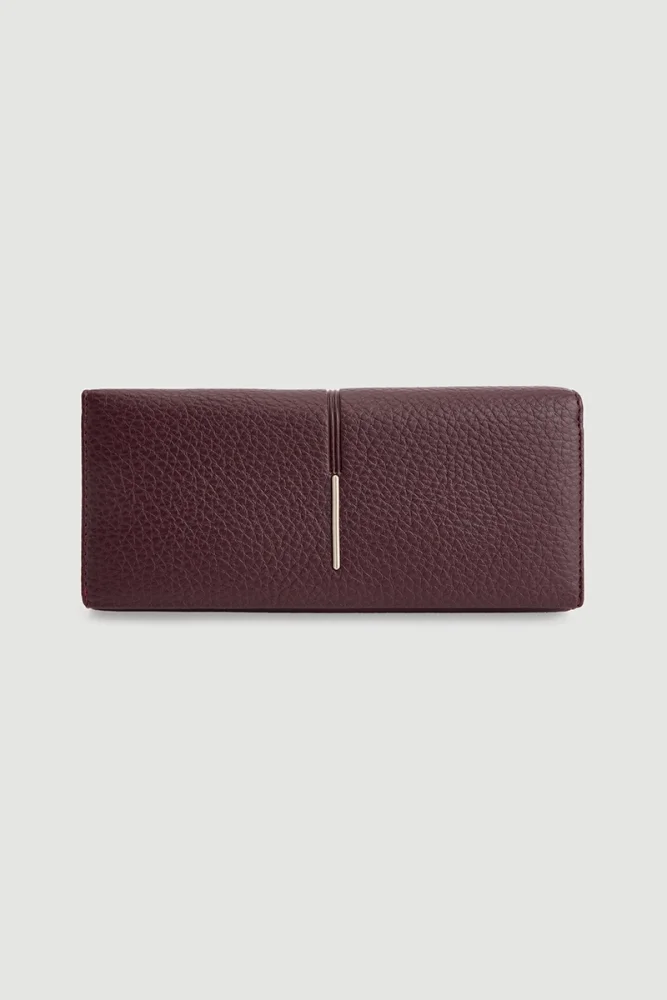 Portfolio Wallet with Metal Detail Maroon