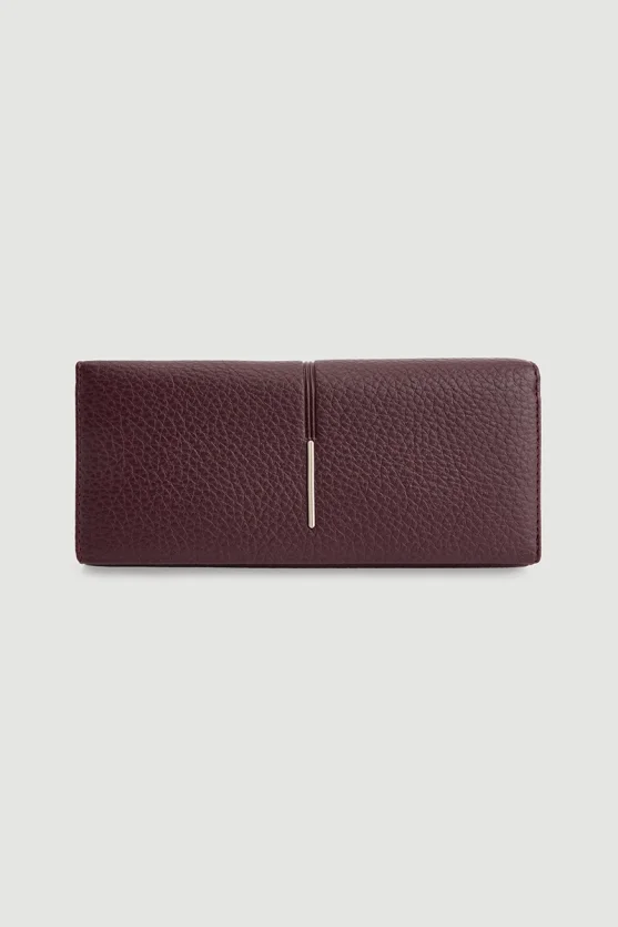 Portfolio Wallet with Metal Detail Maroon - 1